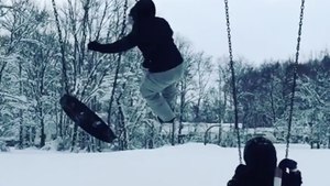Woman Swings, Launches Right Into Fresh Pile of Snow at Erie School