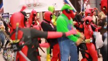 DEADPOOL DANCE PARTY at New York Comic Con - bonus video | Superheroes | Spiderman | Superman | Frozen Elsa | Joker