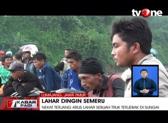 Aksi Nekat Truk Terjang Arus Lahar Dingin Semeru