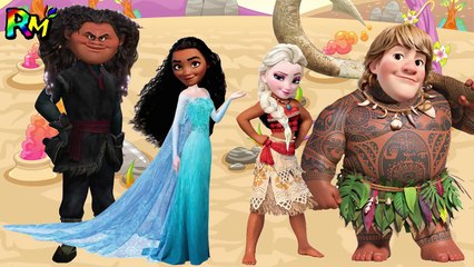 Wrong Heads Elsa Kristoff Moana Maui Finger family Nursery Rhyme
