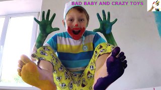 Baby Learn Colors with Foot and Hand Paint Emoji _ Finger Family Song and Nu