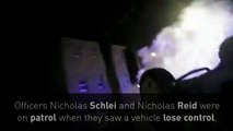 Dramatic bodycam shows police saving teens from burning car