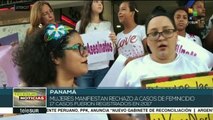 Mujeres panameñas se manifiestan contra los feminicidios en el país