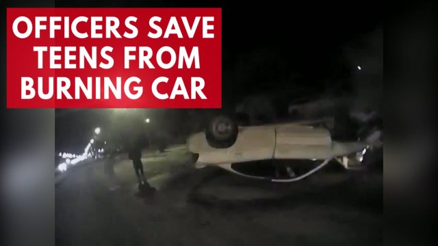 Milwaukee police officers save teens from burning car after severe crash