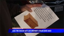 Brother's Stolen Ashes Returned to California Fire Evacuee