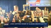 i24NEWS DESK | Jones certified winner of Alabama Senate election | Thursday, December 28th 2017