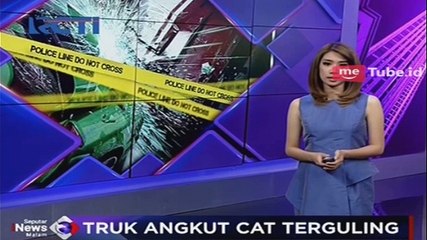 Download Video: Truk Terguling di Jalan Raya Serang, Ribuan Kaleng Cat Tumpah