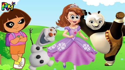 Скачать видео: Wrong Eyes Sofia the first Olaf Kung Fu Panda Dora the explorer Finger family song for kids fun-00qR