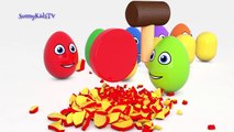 Learn colors Learn shapes Surprise eggs and Hammer 3D Cartoons for children