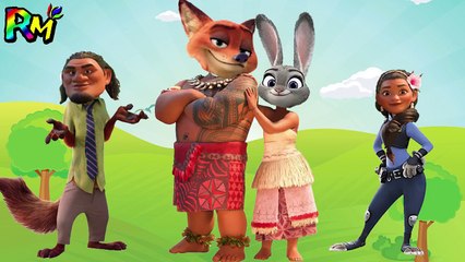 Wrong Heads Zootopia Moana Family Finger family Nursery Rhymes for kids fun-hG_