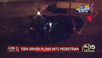Teen driver plows into pedestrian
