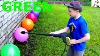 Learn Colors with Big Balloons for Children, Toddlers and Babies _ Bad Kid Car Popping Balloo