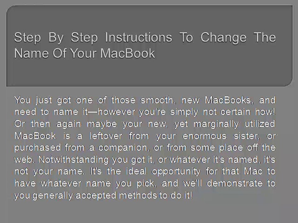 Step By Step Instructions To Change The Name Of Your MacBook