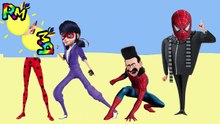 Wrong Heads Spiderman Ladybug Despicable Me 3 Finger family Nursery Rhymes