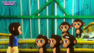Five Little Monkeys Jumping on the Bed Nursery Rhyme (Learn Counting & Safety) - Nursery Rhymes - Baby Songs - Kids Song