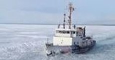 US Coast Guard Ice Cutter Frees Ships Stuck in Ice Along Great Lakes