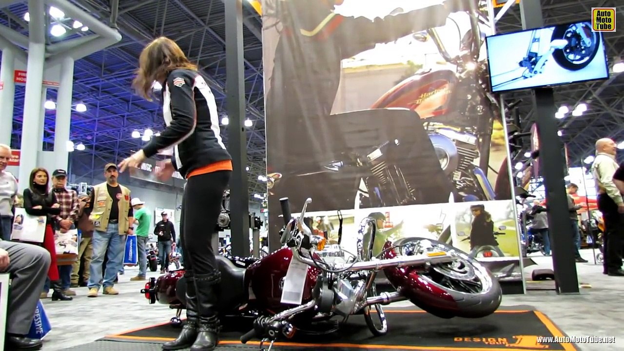 How to lift a fallen Motorcycle - Demonstration at Harley-Davidson Stand at 2013 NY Motorcycle Show