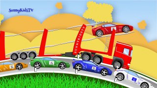 Trucks and Cars Learn Numbers Compilation. Learn fruits. Bubbles. Cartoon for c