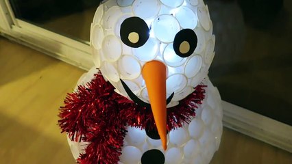 MUÑECO DE NIEVE CON VASOS DE PLÁSTICO | DECORACION ECONOMICA