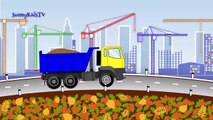 Vehicles for kids. Excavator. Dump and Crane Trucks. Wheel Loader. Cartoon for