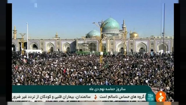 Centeneres de iraníes se manifiestan a favor del régimen