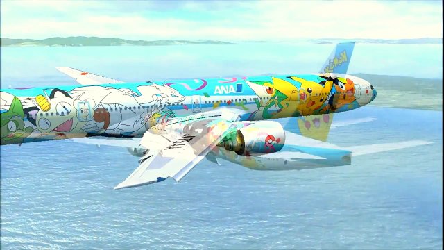 Boeing 777 ANA Pokemon Livery Kansai Landing