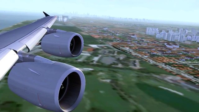 Singapore Airlines Airbus A380 Hazy landing in Singapore [FSX HD]
