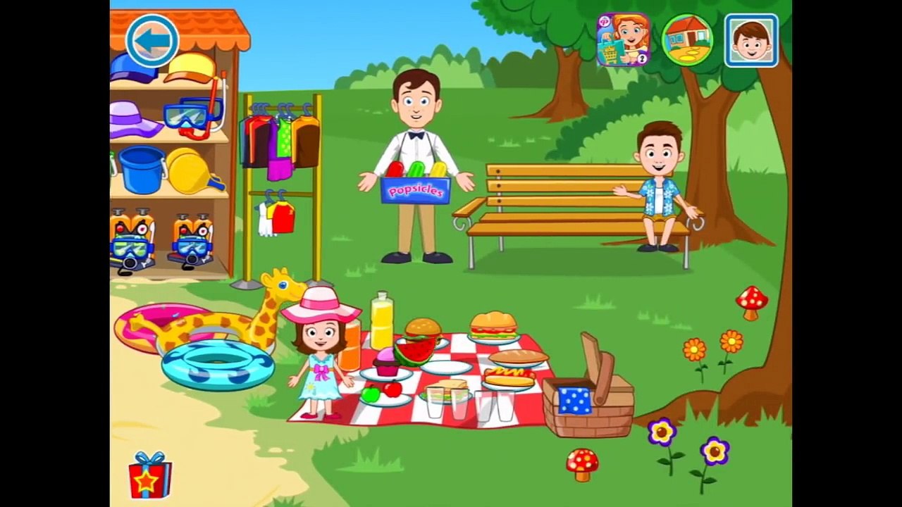 My Town: Beach Picnic Part 2 - iPad app demo for kids- Ellie