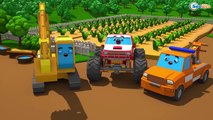 Yellow Excavator & Car Friends NEW 3D Cars & Trucks Cartoons for kids