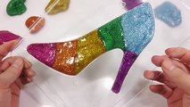 DIY How To Make Colors Glitter Slime High Heels Learn Colors Slime Clay