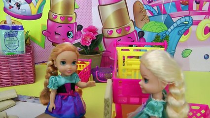 SHOPKINS Vanilla House! ELSA & ANNA toddlers build & decorate it with lots of royal icing & candies!