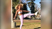 Instagram model Jena Frumes shows her intense workout