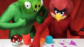 Angry Birds Red and Bad Piggy open Play-Doh Surprise Eggs!