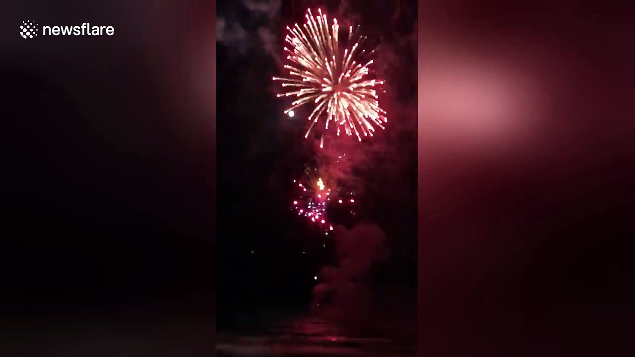 Barge carrying fireworks catches fire off New South Wales beach