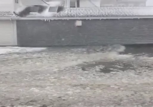 Waves Breach Massachusetts Seawall During 'Bomb Cyclone'