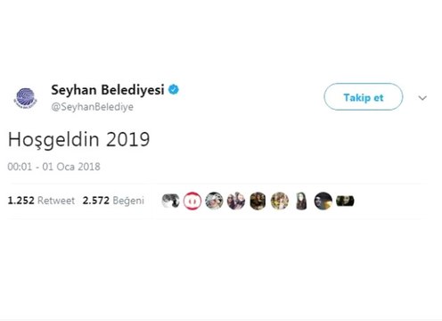 Seyhan Belediyesi'nin Hoşgeldin 2019 Tweet'i Gündeme Oturdu