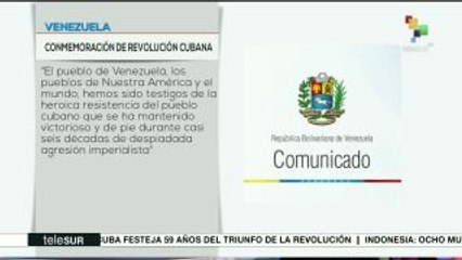 Gobierno venezolano felicita a Cuba por 57 años de su Revolución