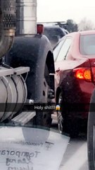 Trucker Smashes Corolla Unknowingly