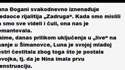 DA LI JE MOGUĆE? LUNA SVOJOJ SESTRI ČESTITALA PRVI CIKLUS!
