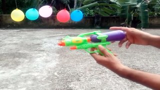 Experiment Toy Gun,Diverse liquid,Water vs Balloon - Gun