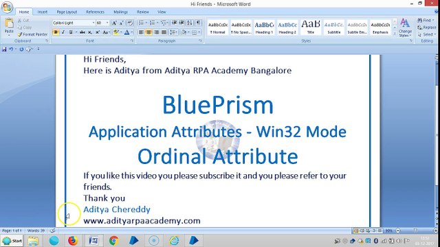 BluePrism-Application Attributes-Win32 Mode-BPAAW321004-Ordinal-Aditya RPA Academy