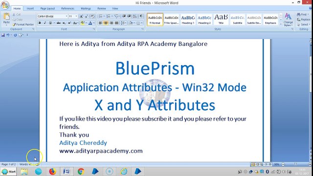 BluePrism-Application Attributes-Win32 Mode-BPAAW321005- X and Y -Aditya RPA Academy