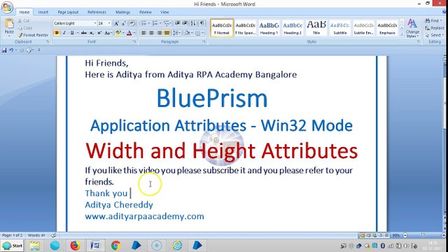 BluePrism-Application Attributes-Win32 Mode-BPAAW321006- Widht and Height -Aditya RPA Academy