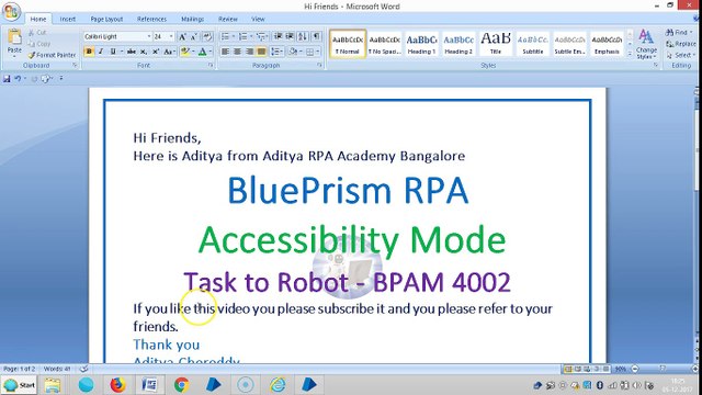 BluePrism - Accessibility Mode - Task to Robot - BPAM 4002 - Aditya RPA Academy