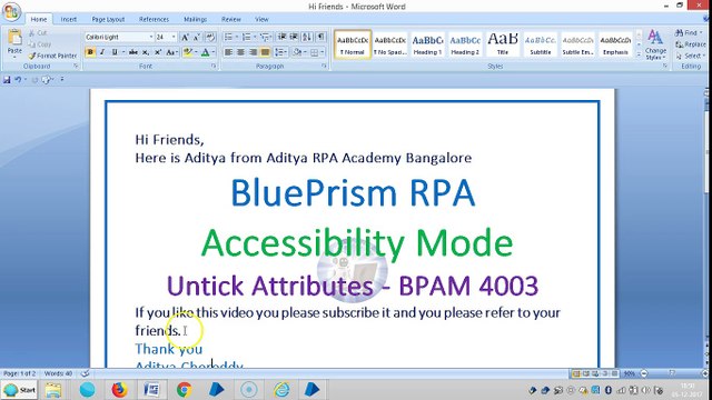BluePrism - Accessibility Mode - Untick Attributes - BPAM 4003 - Aditya RPA Academy