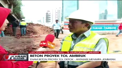 Enam Beton Proyek Tol Depok-Antasari Menimpa Jembatan