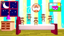 FIVE LITTLE MONKEYS - Jumping On The Bed - Nursery Rhymes, Crazy Monkeys, Song For Kids&Toddl