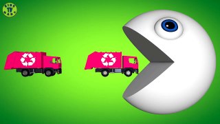 Learn Colors With Pacman For Kids - Garbage Trucks - Funny Video Fo