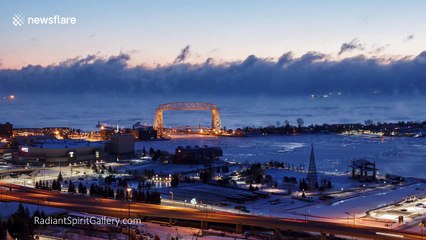 Timelapse of thick sea smoke over Lake Superior