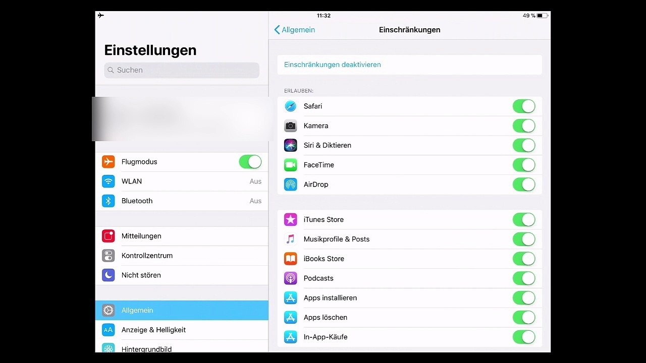 MOBILE iOS Einschränkungen auf iPhone/iPad aktivieren und verwalten